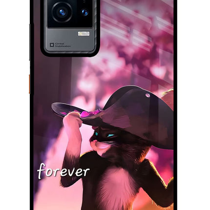 Forever Cat iQOO 9 5G Glass Case Back Cover by Casekaro