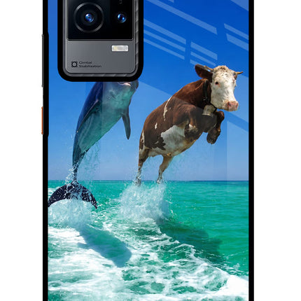 Dolphin vs Cow iQOO 9 5G Glass Case Back Cover by Casekaro