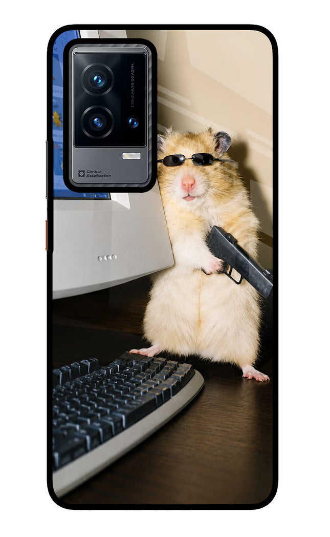 Hacker Hamster iQOO 9 5G Glass Case Back Cover by Casekaro