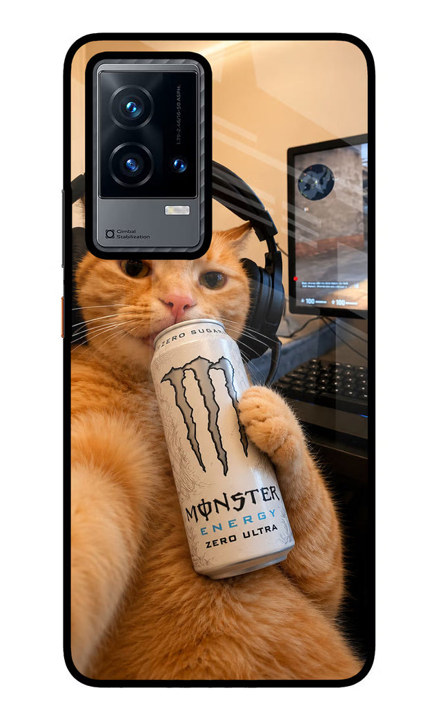 Gamer Cat Energy iQOO 9 5G Glass Case Back Cover by Casekaro