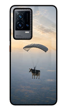 Skydiving Cow iQOO 9 5G Glass Case Back Cover by Casekaro