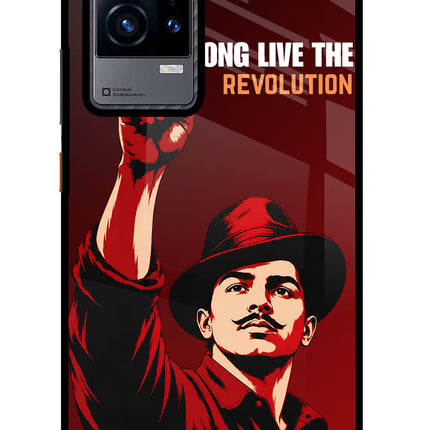 Bhagat Singh Revolution iQOO 9 5G Glass Case Back Cover by Casekaro
