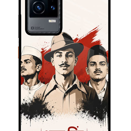 Bhagat Singh Trio iQOO 9 5G Glass Case Back Cover by Casekaro