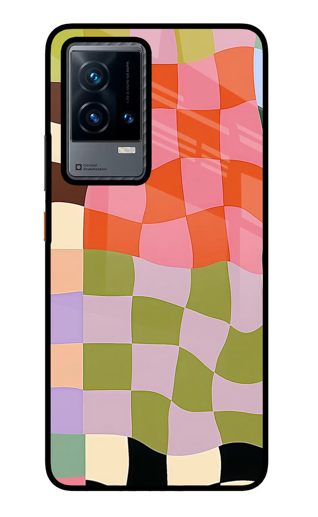 Wavy Grid iQOO 9 5G Glass Case Back Cover by Casekaro