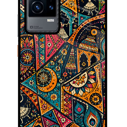 Folk Print iQOO 9 5G Glass Case