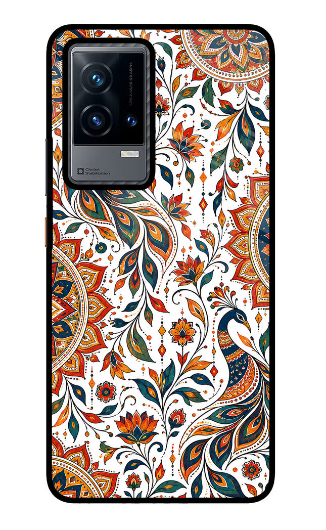 White Mayura iQOO 9 5G Glass Case Back Cover by Casekaro
