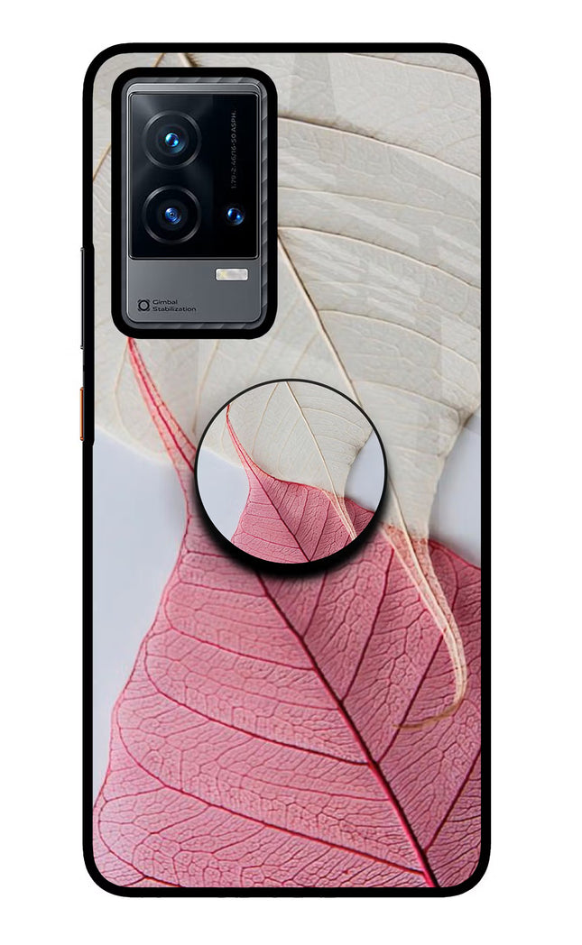 White Pink Leaf iQOO 9 5G Pop Case by Casekaro