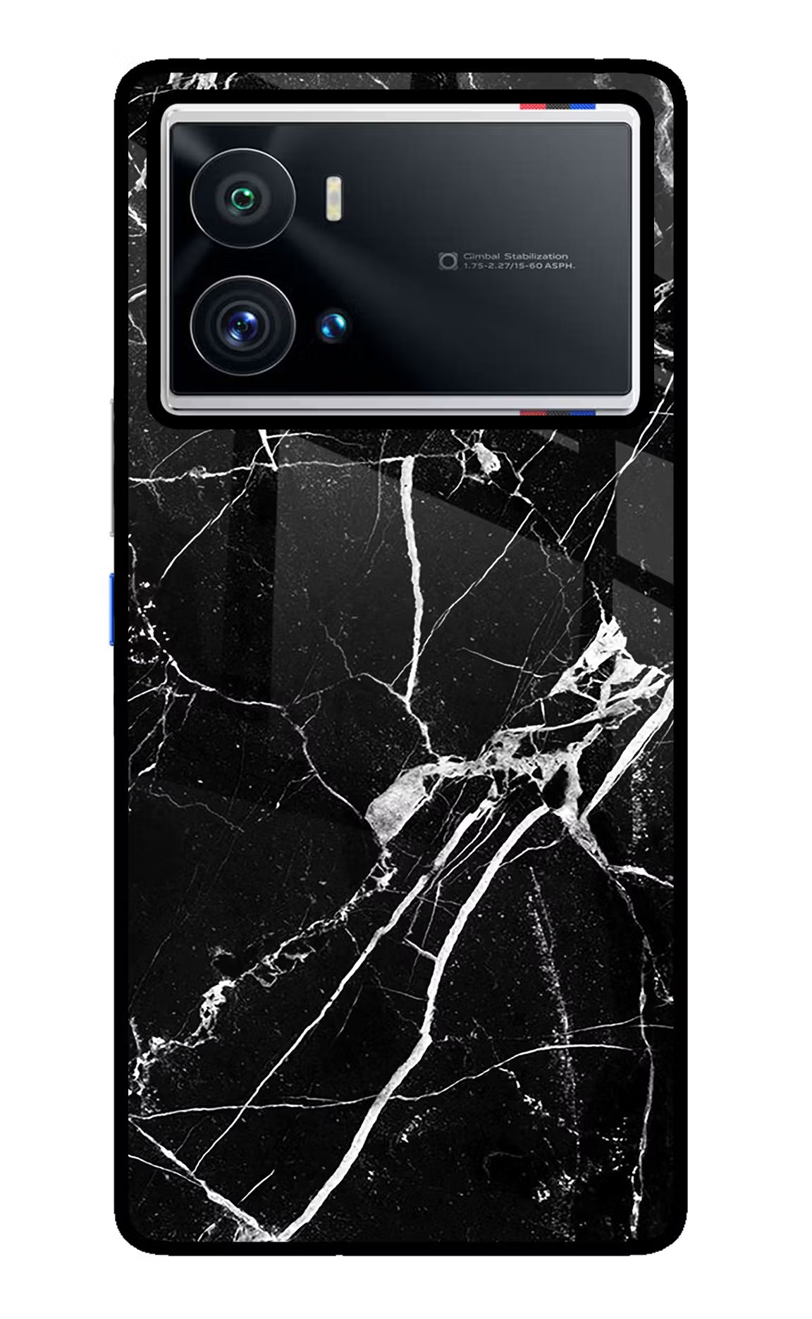 Black Marble Pattern iQOO 9 Pro 5G Glass Case
