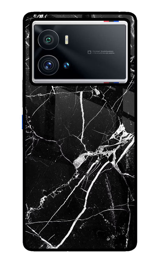 Black Marble Pattern iQOO 9 Pro 5G Glass Case