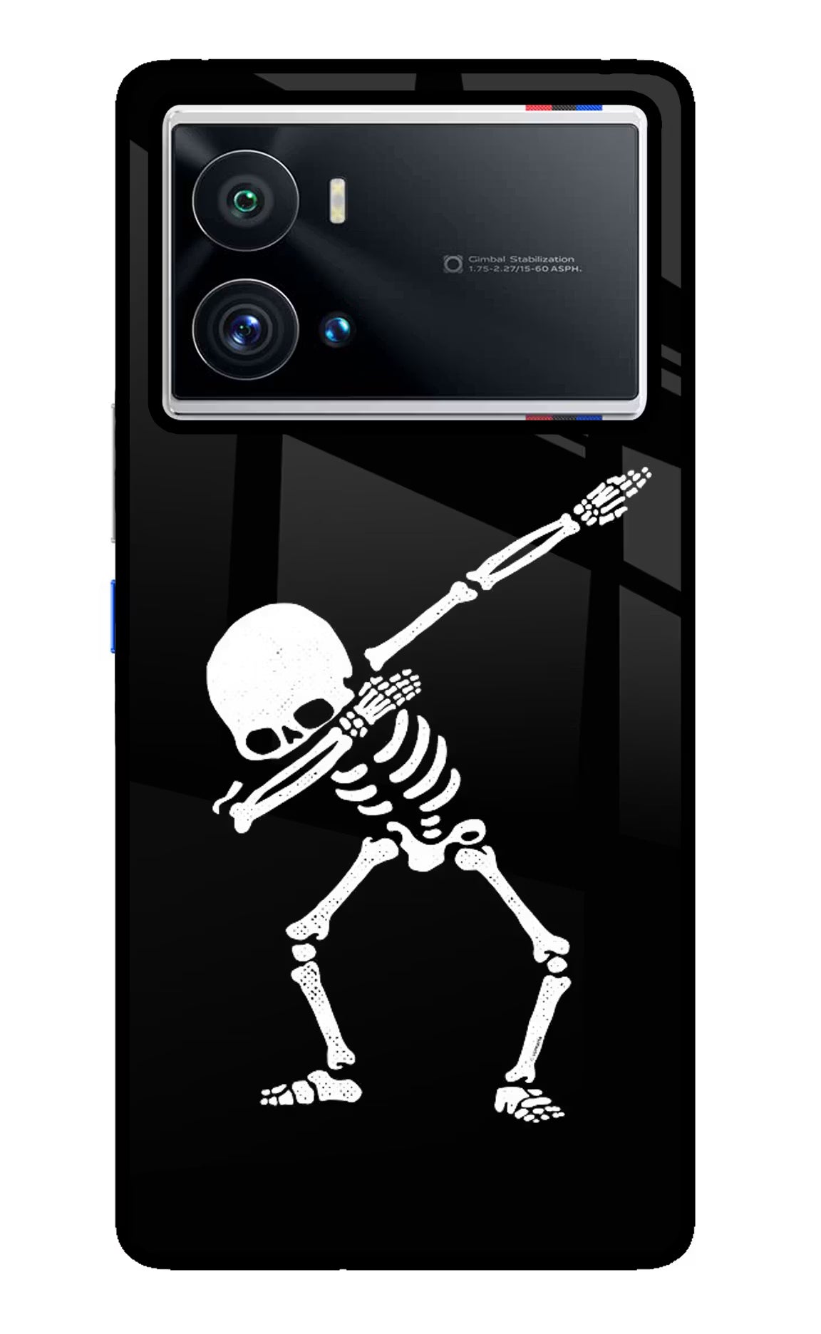 Dabbing Skeleton Art iQOO 9 Pro 5G Glass Case Back Cover by Casekaro