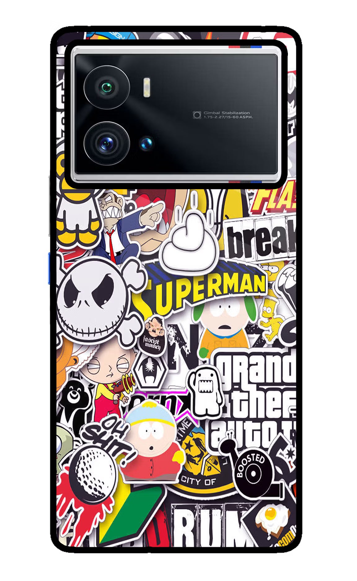 Sticker Bomb iQOO 9 Pro 5G Glass Case Back Cover by Casekaro