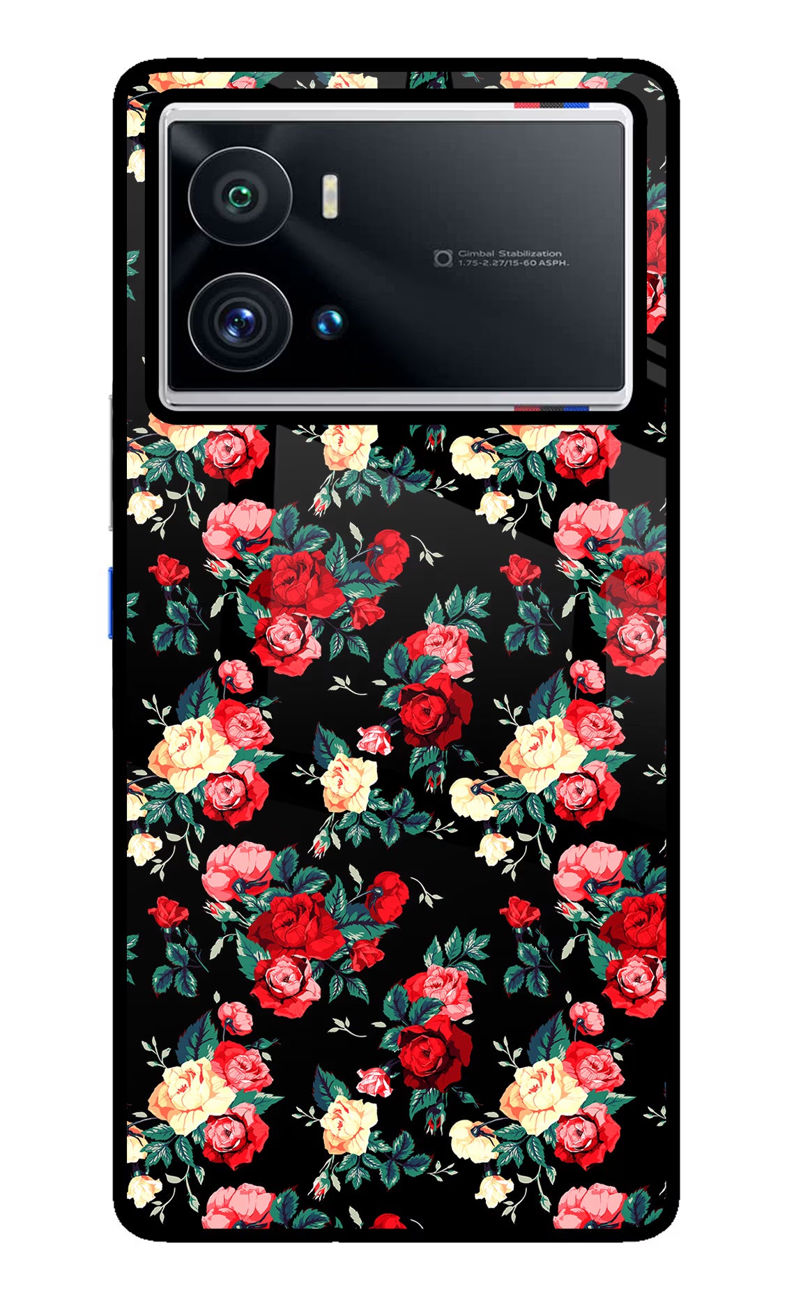 Rose Pattern iQOO 9 Pro 5G Glass Case Back Cover by Casekaro