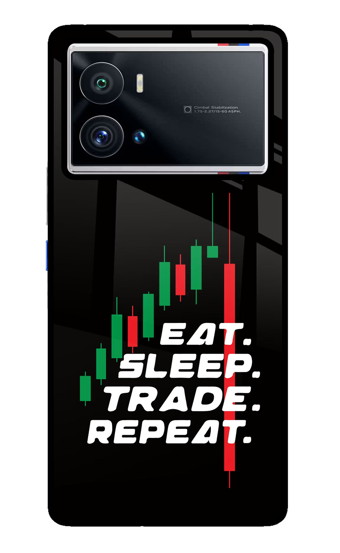 Eat Sleep Trade Repeat iQOO 9 Pro 5G Glass Case Back Cover by Casekaro