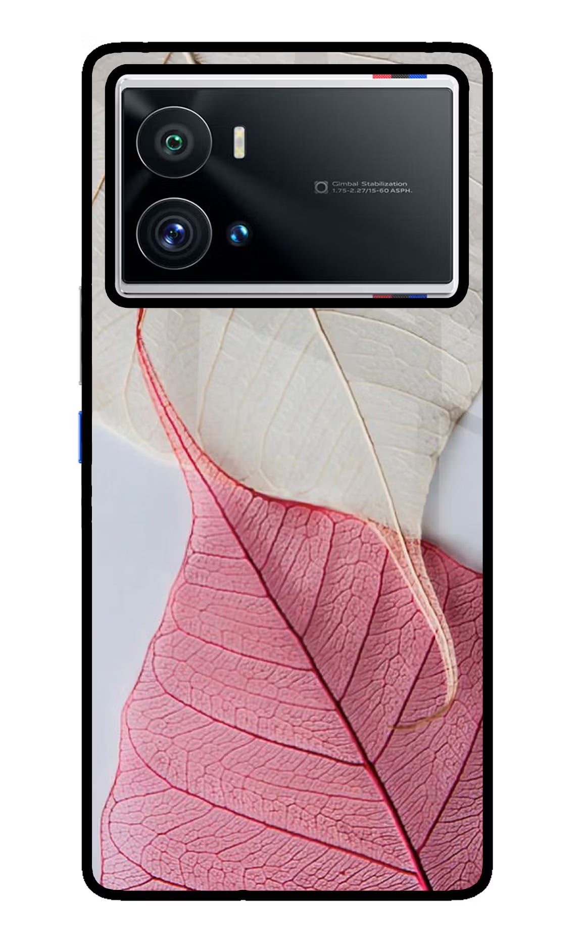 White Pink Leaf iQOO 9 Pro 5G Glass Case Back Cover by Casekaro