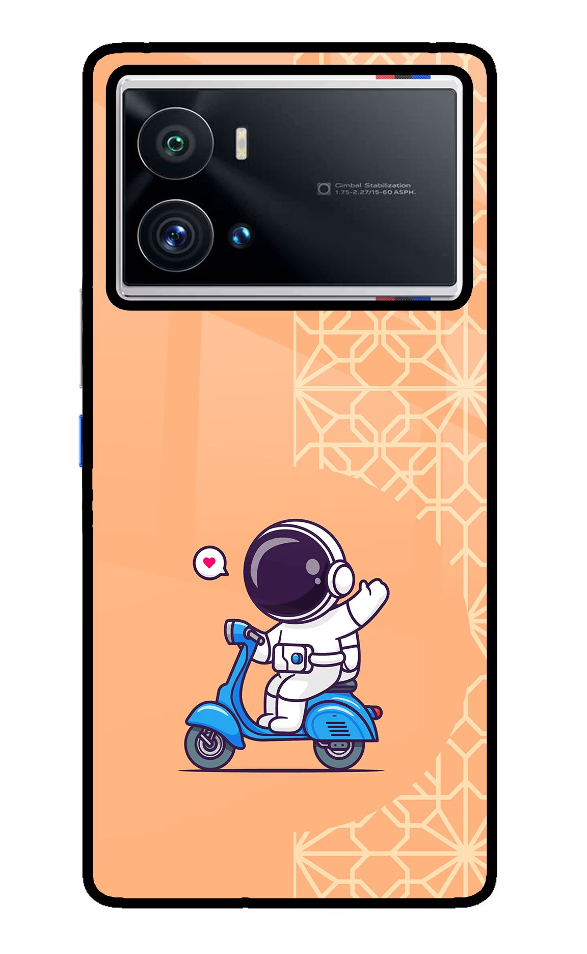 Cute Astronaut Riding iQOO 9 Pro 5G Glass Case Back Cover by Casekaro