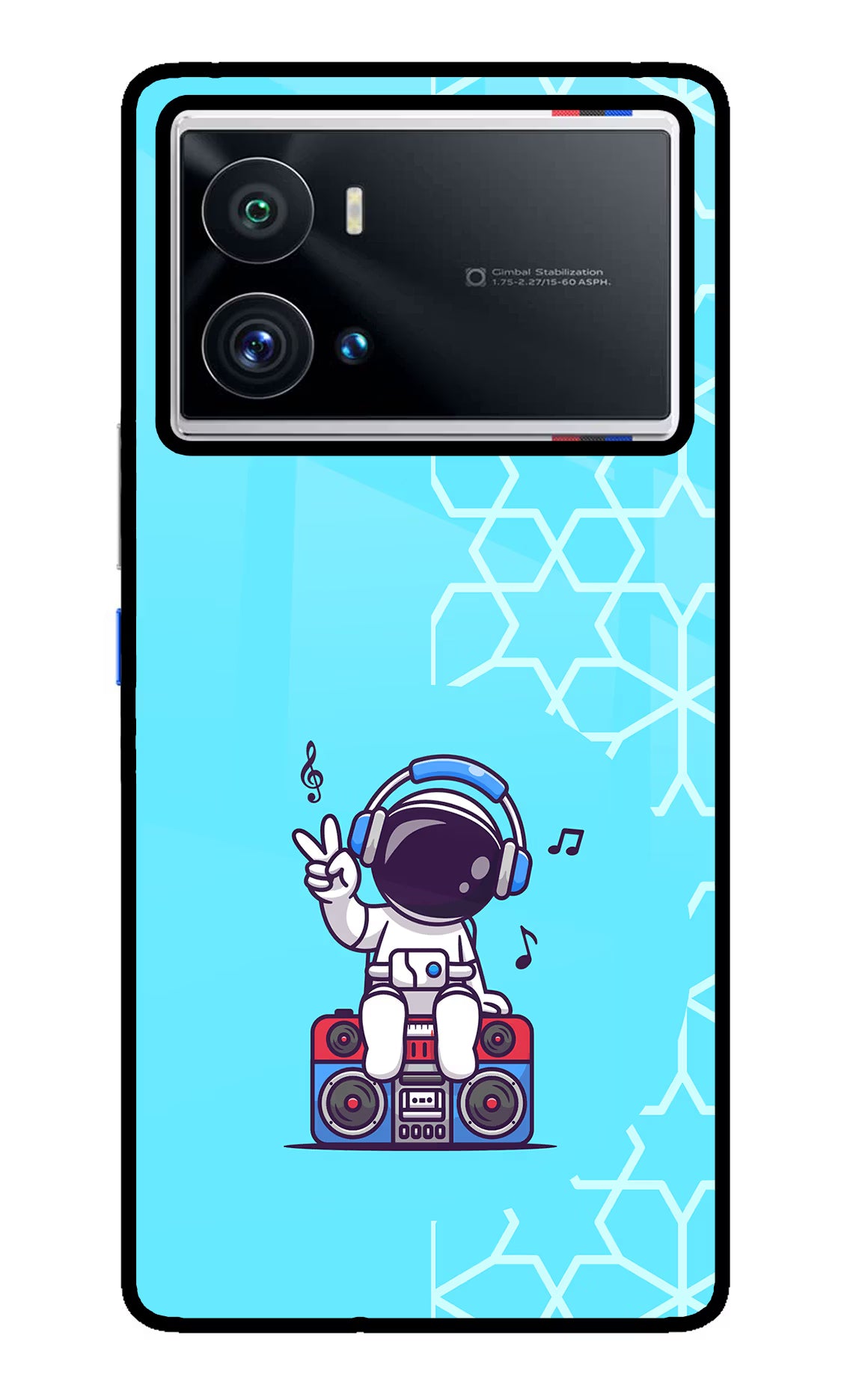 Cute Astronaut Chilling iQOO 9 Pro 5G Glass Case Back Cover by Casekaro