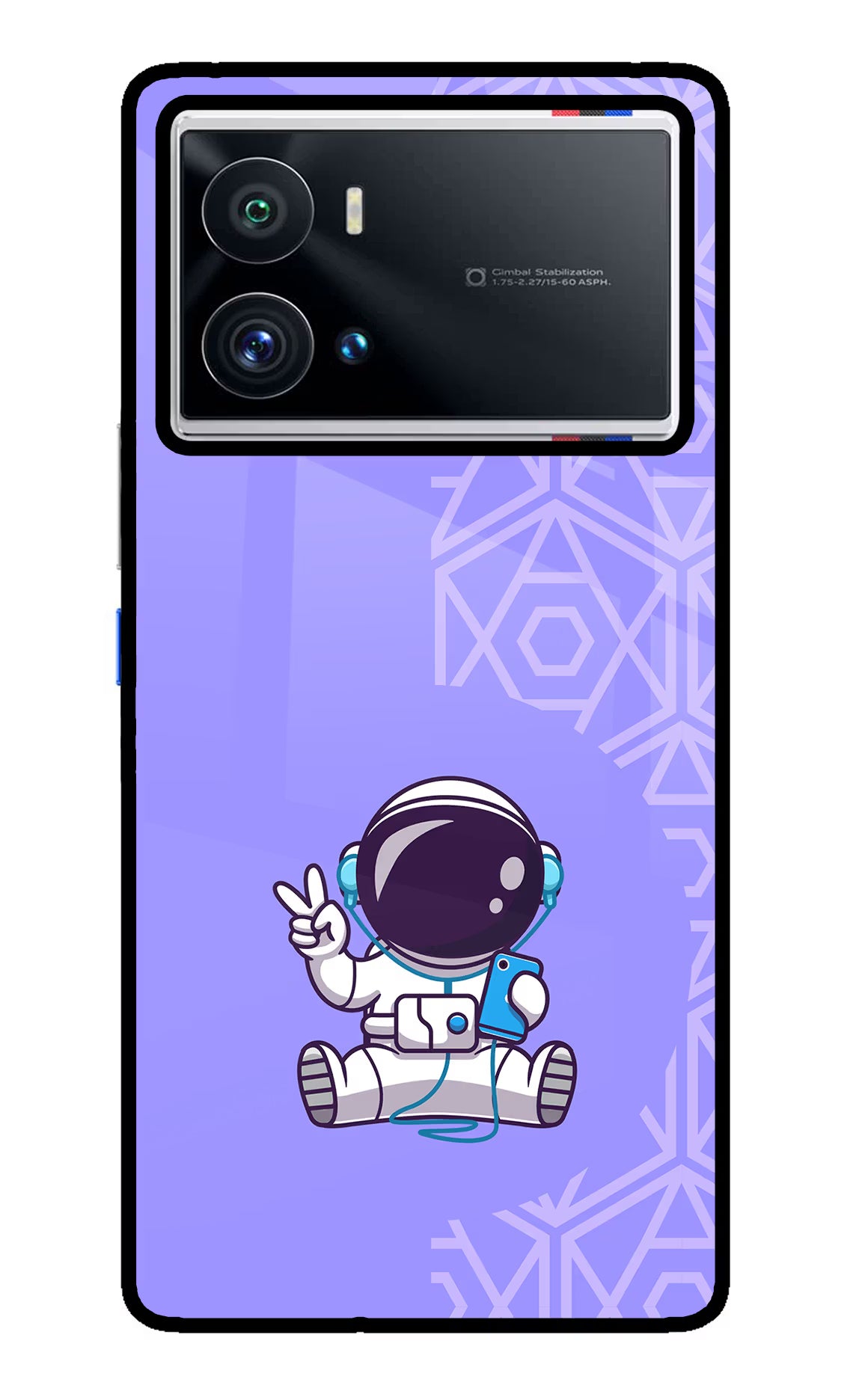 Cute Astronaut Chilling iQOO 9 Pro 5G Glass Case Back Cover by Casekaro