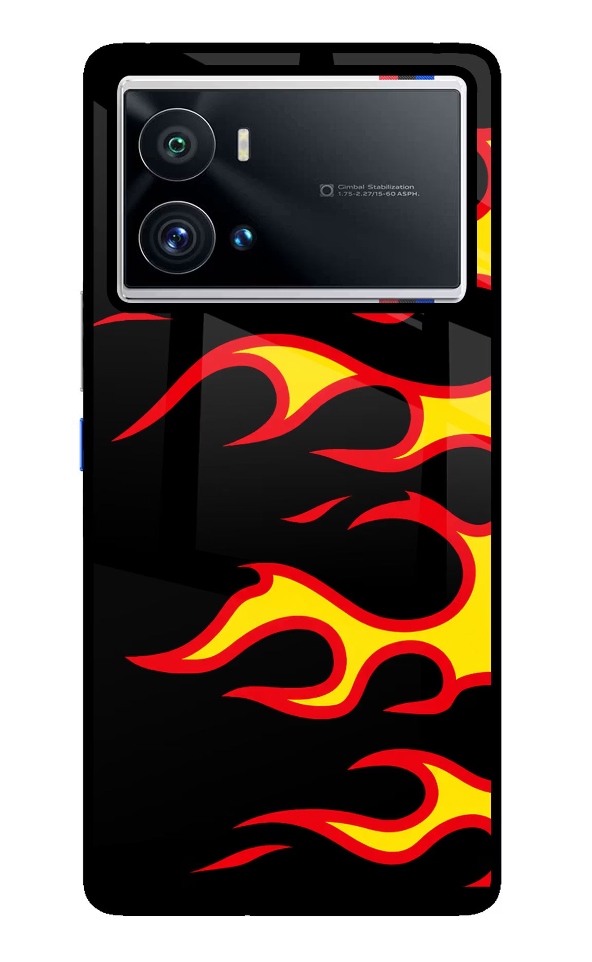 Side Sweep Flames iQOO 9 Pro 5G Glass Case Back Cover by Casekaro