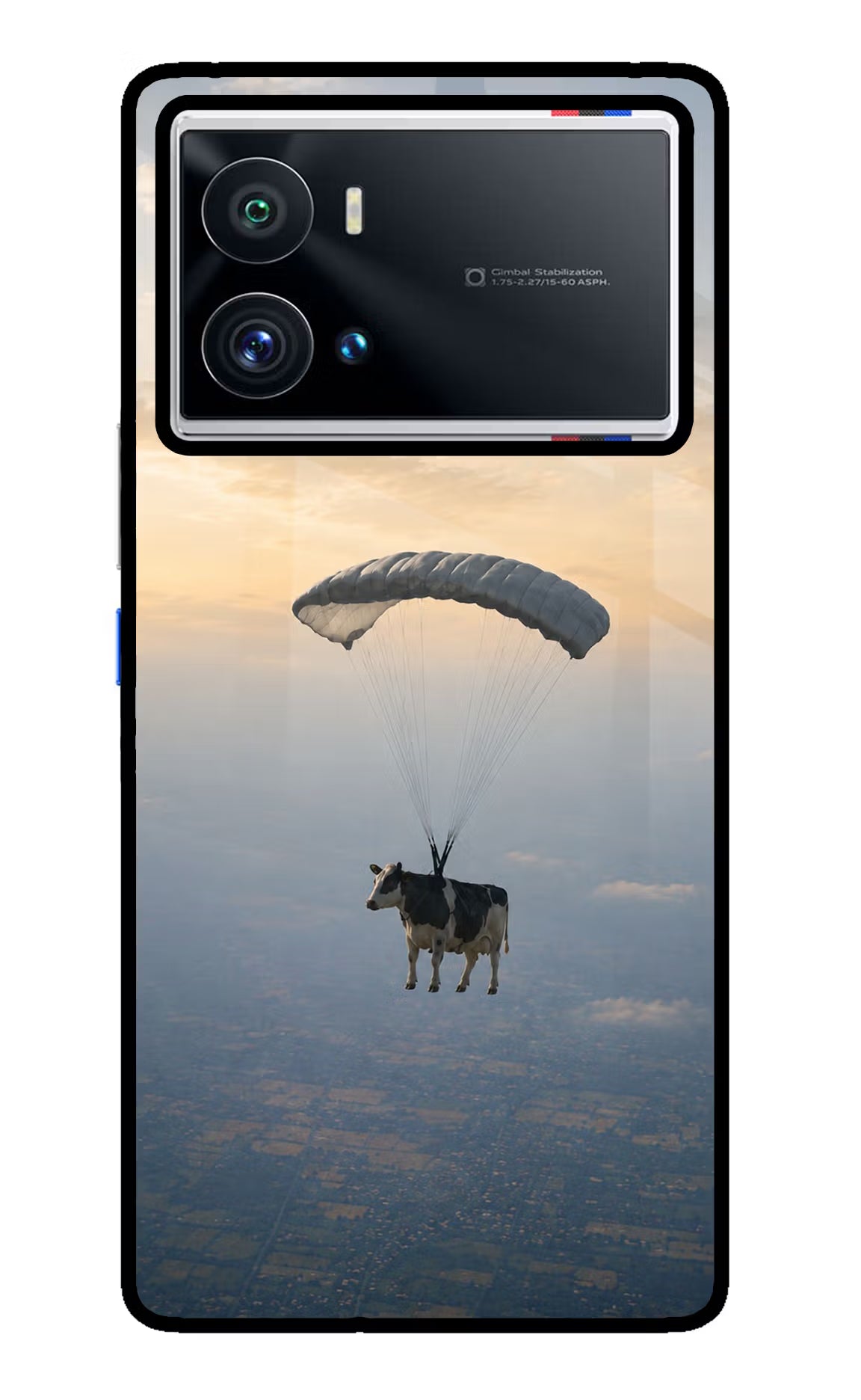 Skydiving Cow iQOO 9 Pro 5G Glass Case