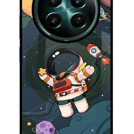 Cartoon Astronaut Realme Narzo 70 5G/70 Pro 5G Glass Case Back Cover by Casekaro