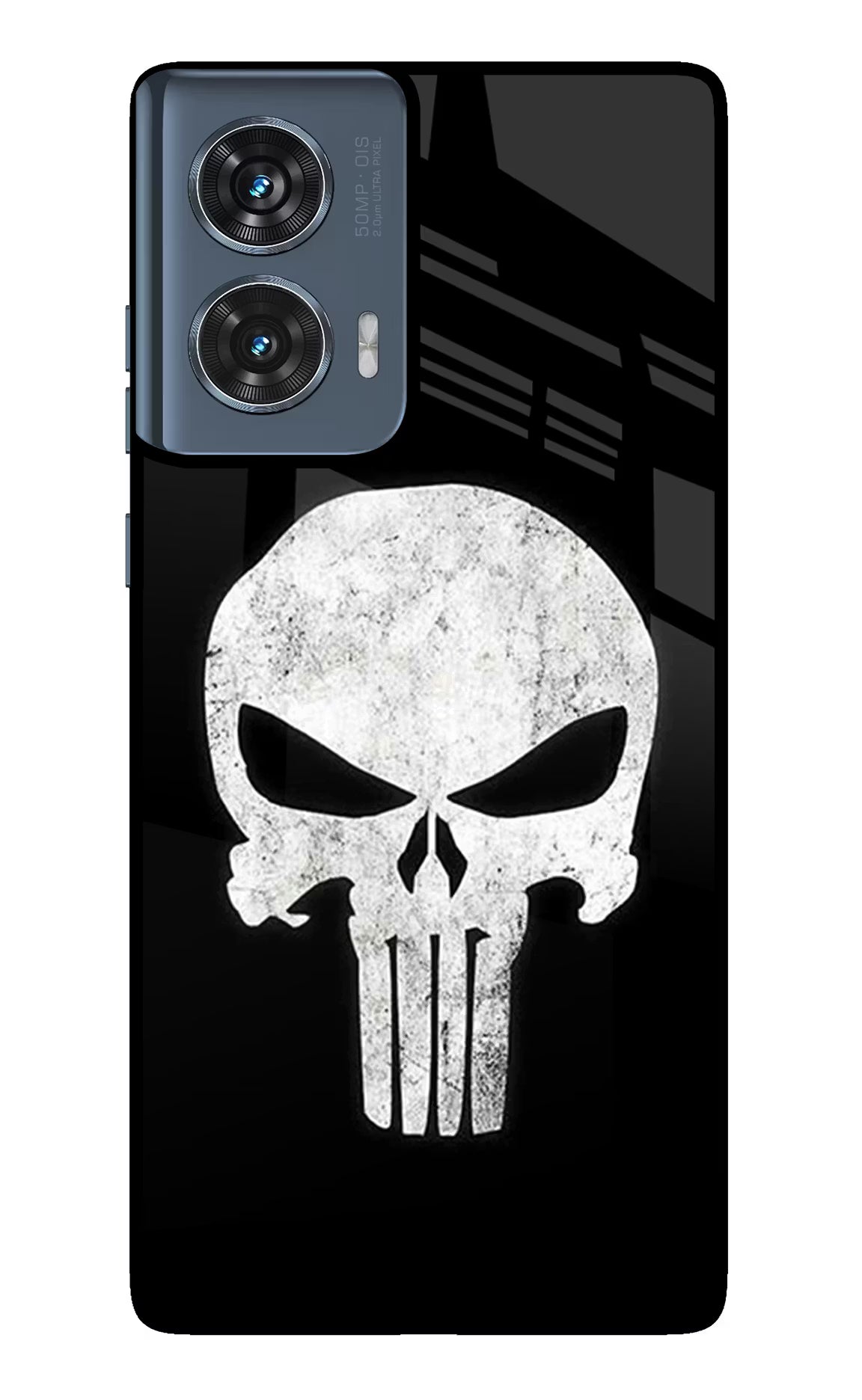 Punisher Skull Moto Edge 50 Fusion Glass Case Back Cover by Casekaro