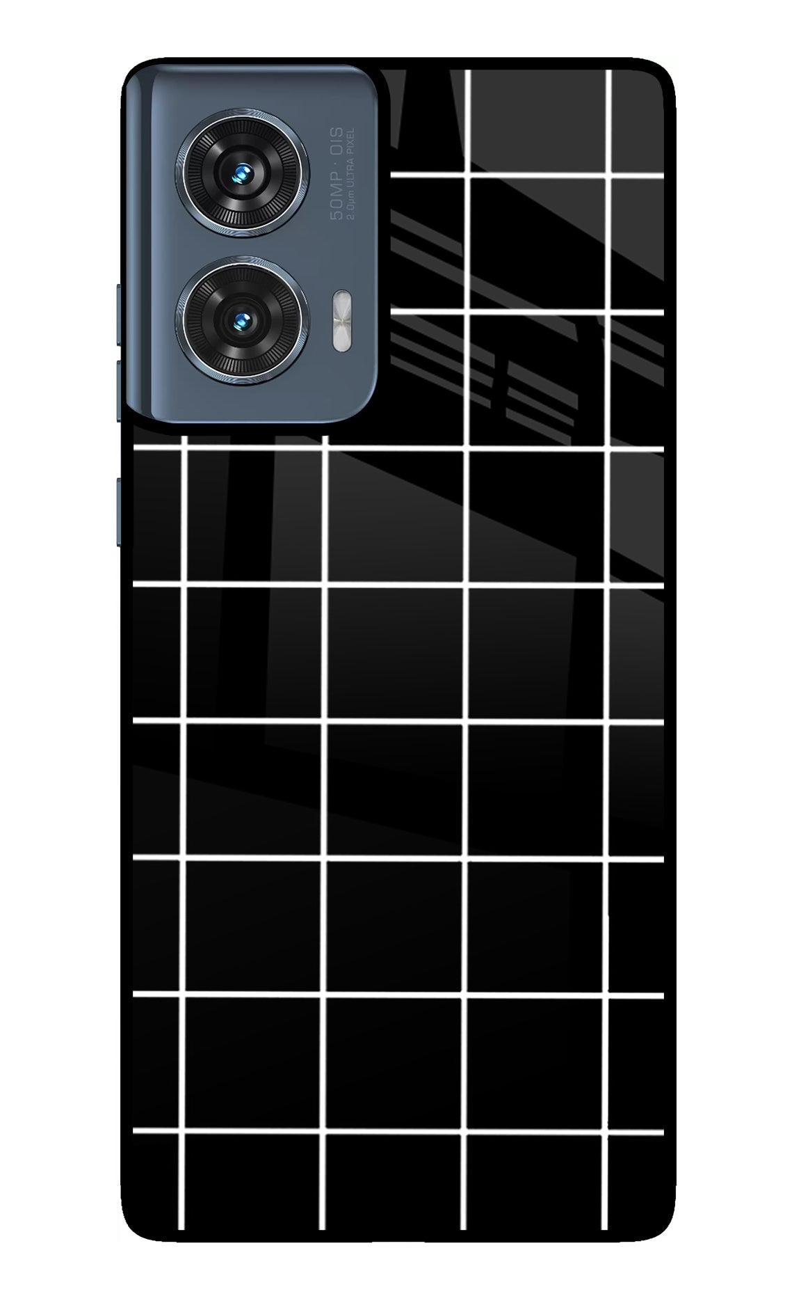 White Grid Moto Edge 50 Fusion Back Cover