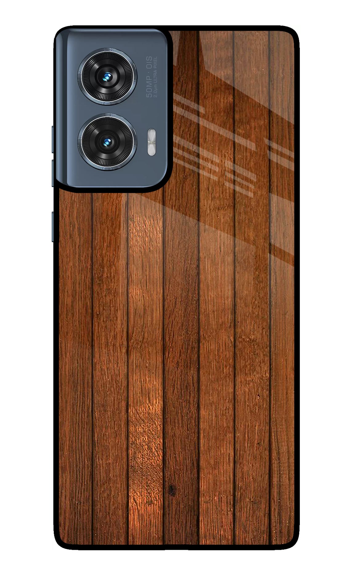 Wooden Artwork Bands Moto Edge 50 Fusion Glass Case