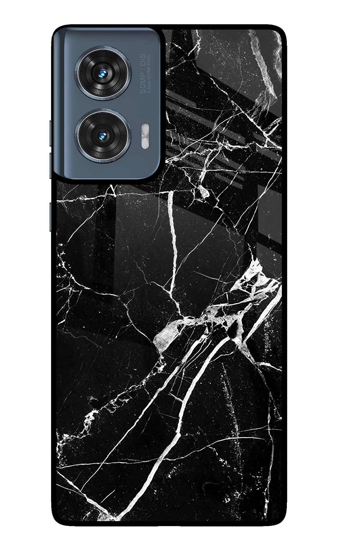 Black Marble Pattern Moto Edge 50 Fusion Back Cover