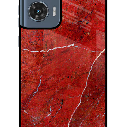 Red Marble Design Moto Edge 50 Fusion Glass Case Back Cover by Casekaro