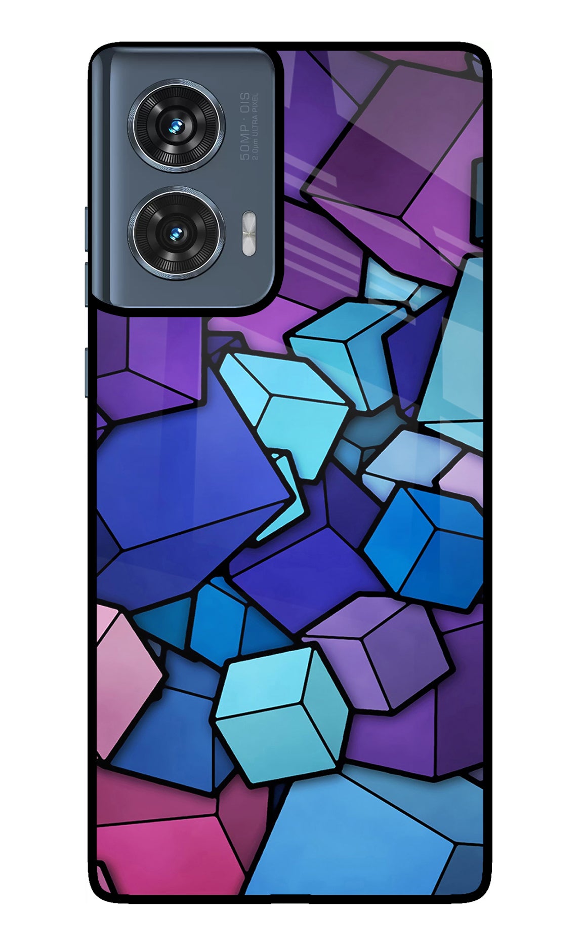 Cubic Abstract Moto Edge 50 Fusion Glass Case