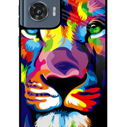 Lion Moto Edge 50 Fusion Glass Case Back Cover by Casekaro