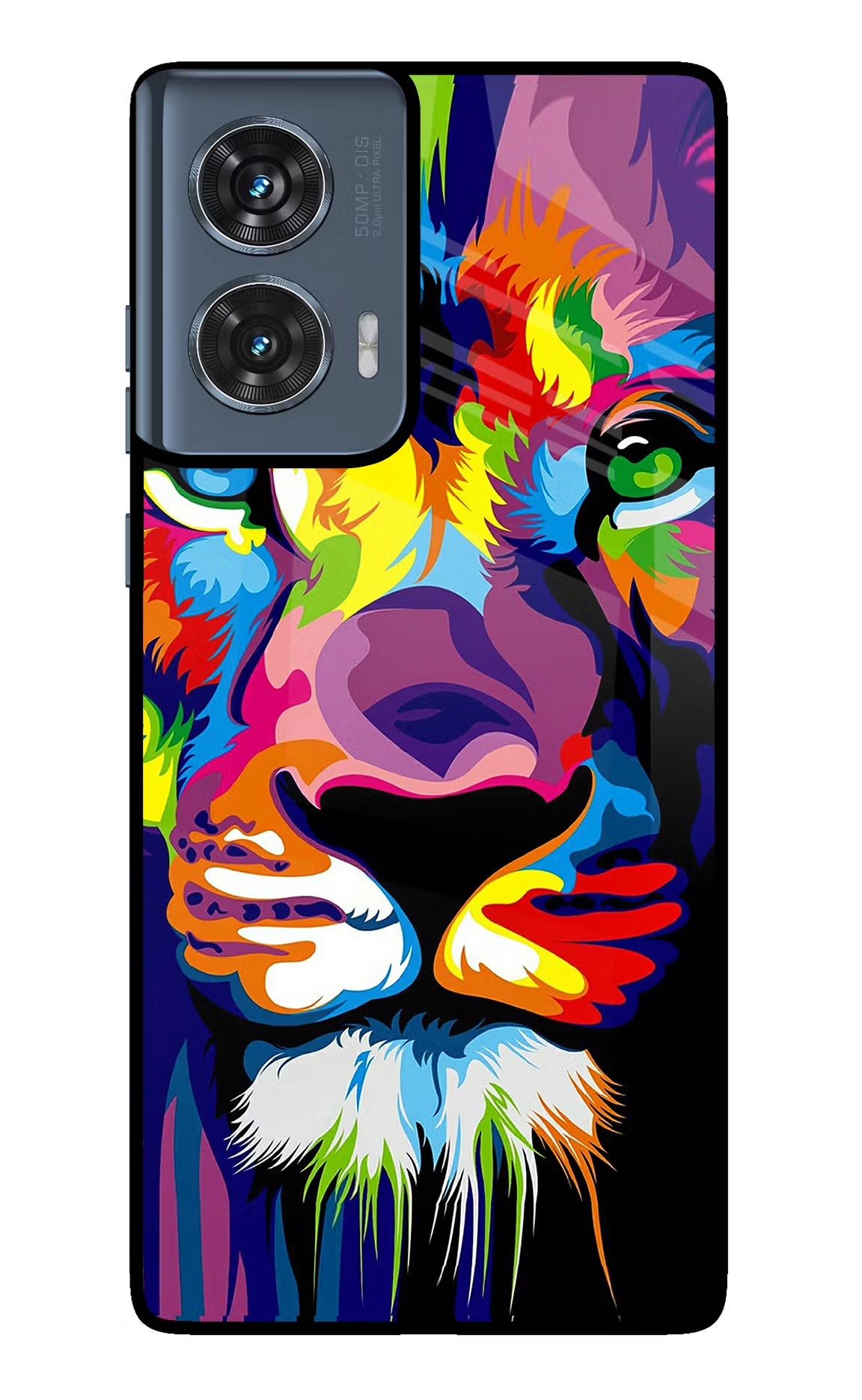 Lion Moto Edge 50 Fusion Glass Case Back Cover by Casekaro