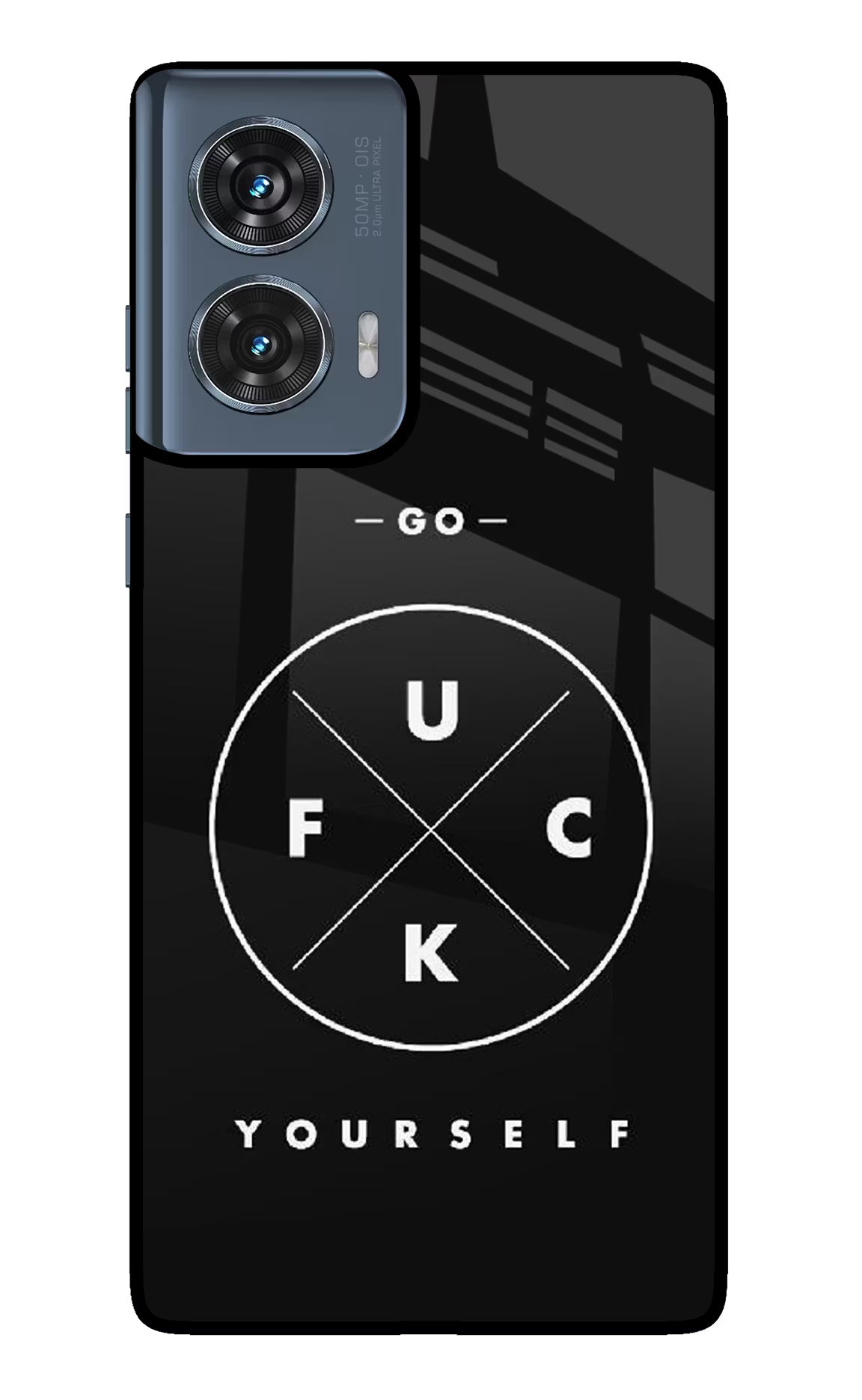 Go Fuck Yourself Moto Edge 50 Fusion Glass Case Back Cover by Casekaro
