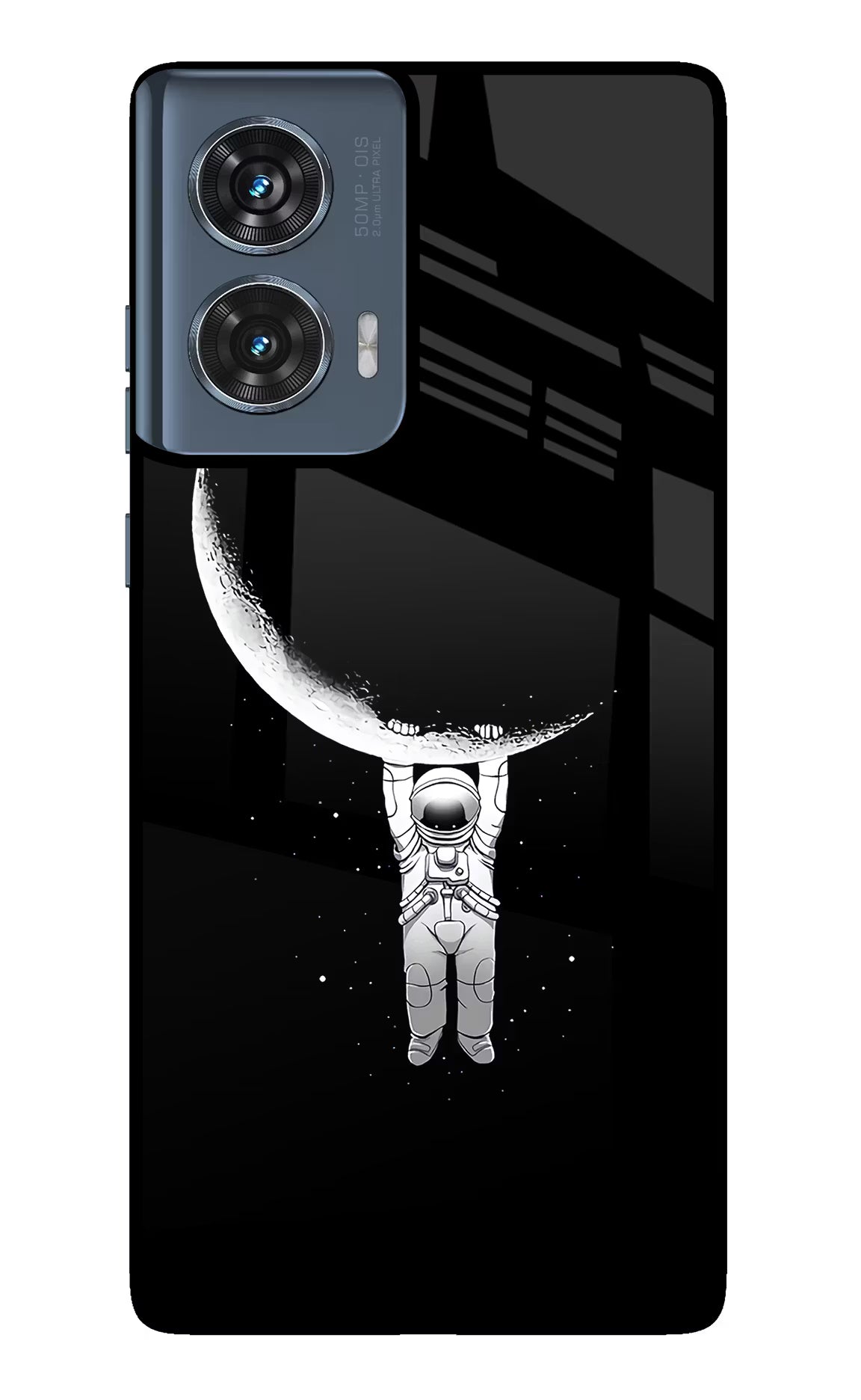 Moon Space Moto Edge 50 Fusion Glass Case Back Cover by Casekaro