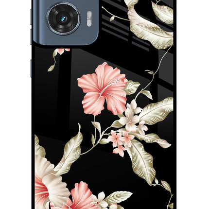Flowers Moto Edge 50 Fusion Glass Case Back Cover by Casekaro