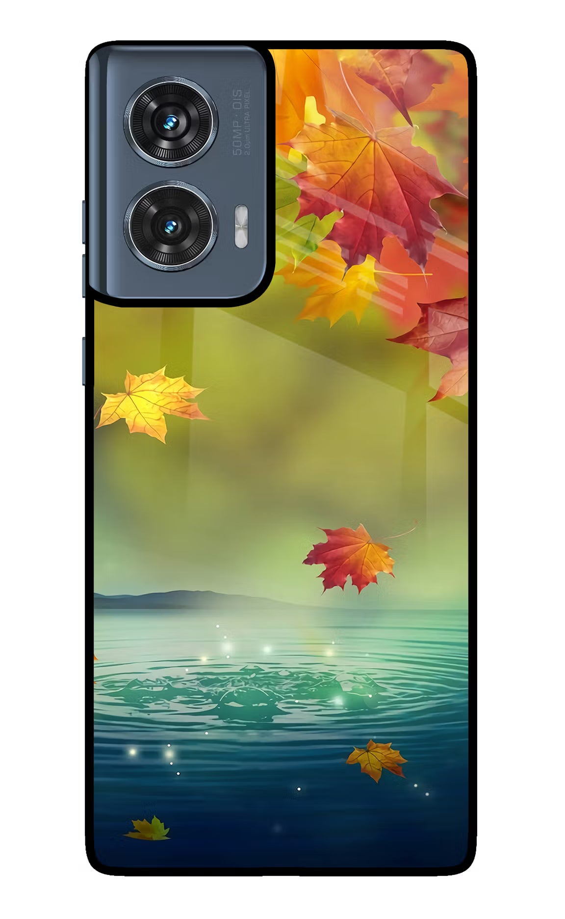 Flowers Moto Edge 50 Fusion Glass Case Back Cover by Casekaro