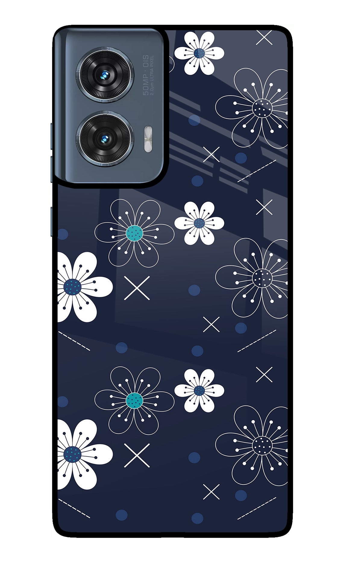 Flowers Moto Edge 50 Fusion Glass Case