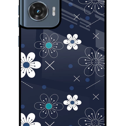 Flowers Moto Edge 50 Fusion Glass Case Back Cover by Casekaro