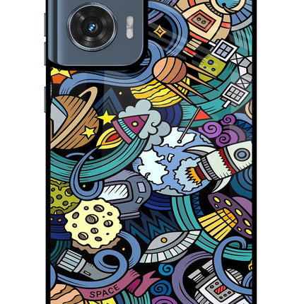 Space Abstract Moto Edge 50 Fusion Glass Case Back Cover by Casekaro