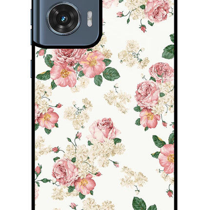 Flowers Moto Edge 50 Fusion Glass Case Back Cover by Casekaro