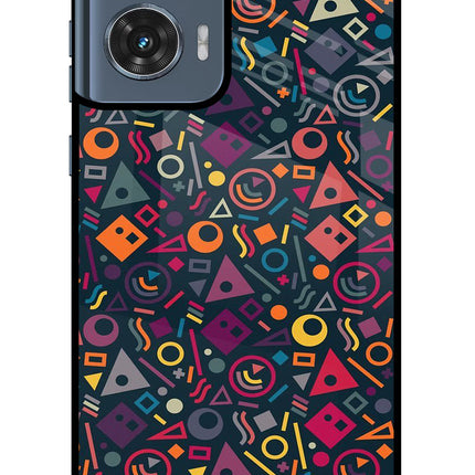 Geometric Abstract Moto Edge 50 Fusion Glass Case Back Cover by Casekaro