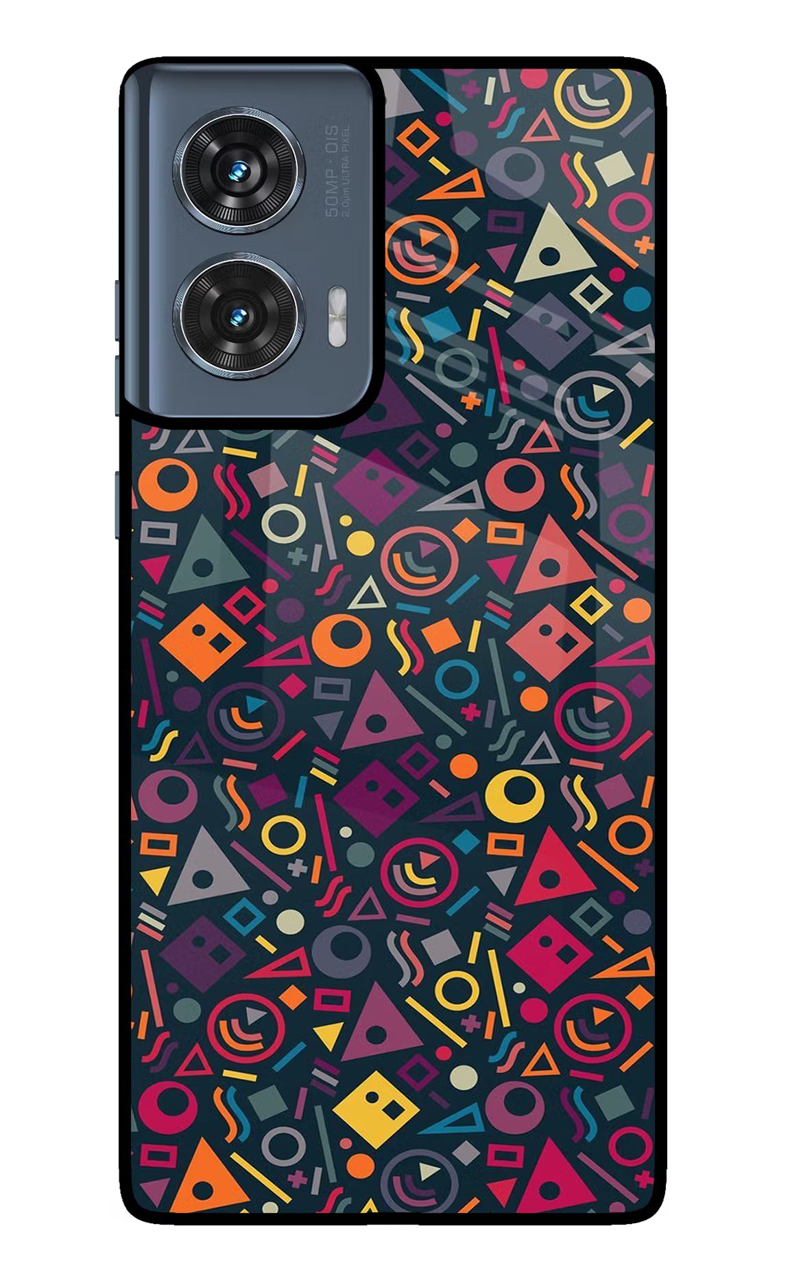 Geometric Abstract Moto Edge 50 Fusion Glass Case Back Cover by Casekaro