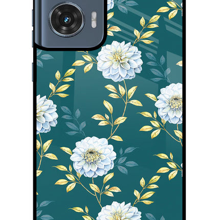 Flowers Moto Edge 50 Fusion Glass Case Back Cover by Casekaro