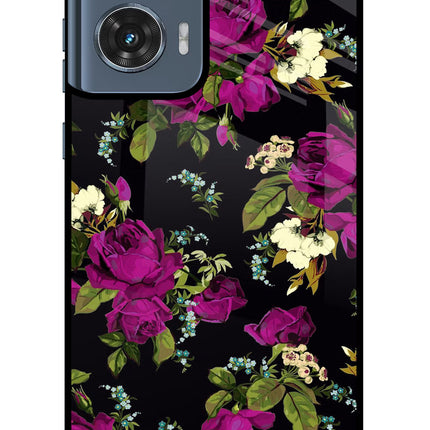 Flowers Moto Edge 50 Fusion Glass Case Back Cover by Casekaro