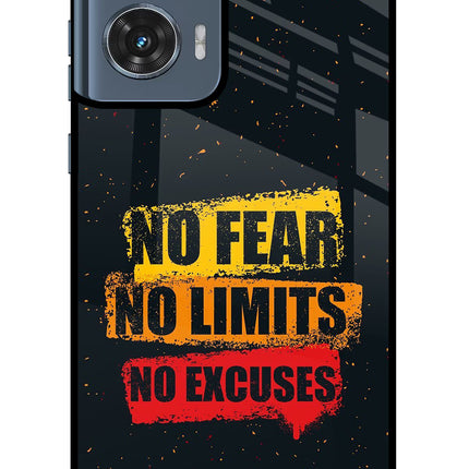 No Fear No Limits No Excuse Moto Edge 50 Fusion Glass Case Back Cover by Casekaro