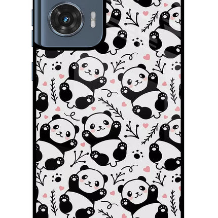 Cute Panda Moto Edge 50 Fusion Glass Case Back Cover by Casekaro
