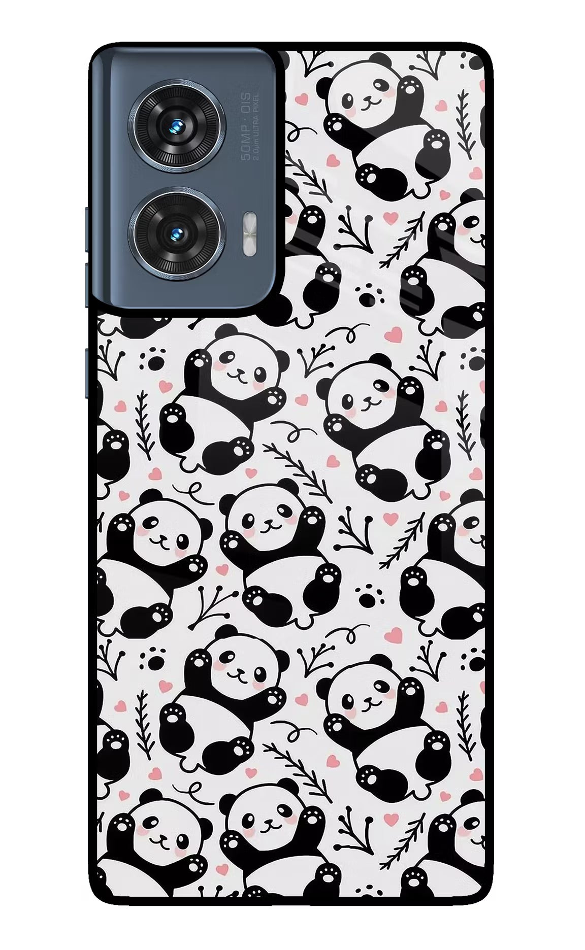 Cute Panda Moto Edge 50 Fusion Glass Case Back Cover by Casekaro