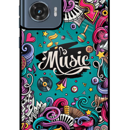 Music Graffiti Moto Edge 50 Fusion Glass Case Back Cover by Casekaro