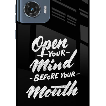 Open Your Mind Before Your Mouth Moto Edge 50 Fusion Glass Case Back Cover by Casekaro