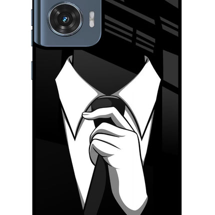 Black Tie Moto Edge 50 Fusion Glass Case Back Cover by Casekaro